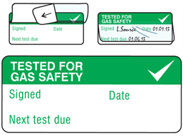 Tested for gas safety write and seal labels.