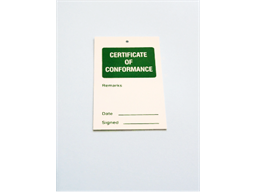 Certificate of conformance tag