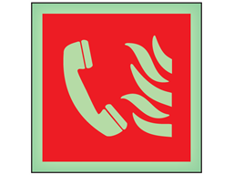 Fire telephone symbol photoluminescent safety sign