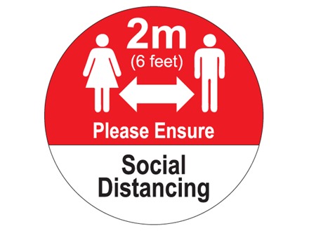 2M Please ensure social distancing sign