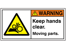 Warning keep hands clear moving parts label