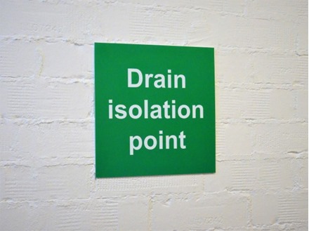 Drain isolation point sign.