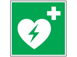 Defibrillator symbol safety sign.