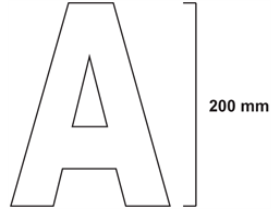 Thermoplastic letter and number marker, 200mm high