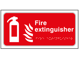 Fire extinguisher text and symbol sign.