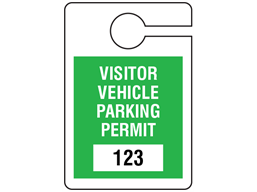 Visitor vehicle parking permit tag, serial numbered