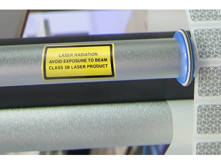 Laser radiation avoid exposure to beam, class 3b laser equipment warning safety label.