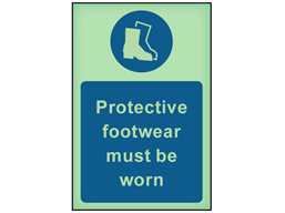 Protective footwear must be worn photoluminescent safety sign