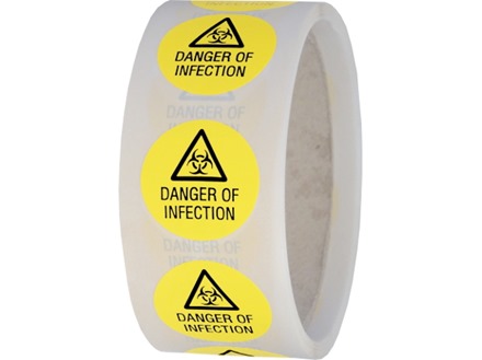 Danger of infection symbol and text safety label.