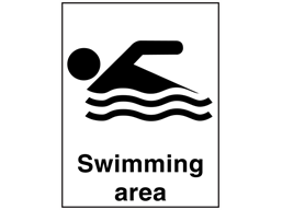 Swimming area sign.