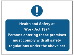 Health and safety at work act 1974 sign