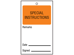 Special instructions tag