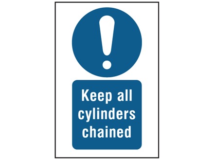 Keep all cylinders chained symbol and text sign.