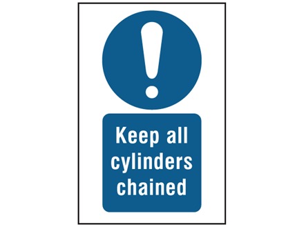 Keep all cylinders chained symbol and text sign.