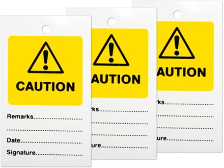 Caution tag.