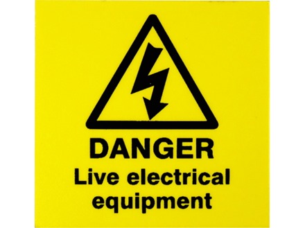 Danger Live Electrical Equipment 50x50mm electric safety warning sign,sticker 