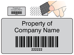 Scanmark tamper evident barcode label (black text), 19mm x 38mm