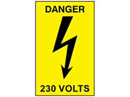 Danger 230 volts label