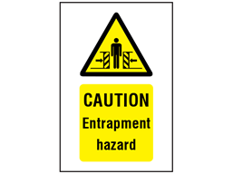 Caution Entrapment hazard symbol and text safety sign.