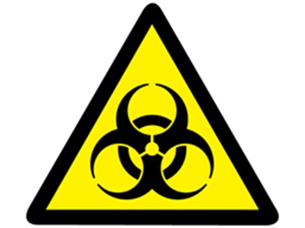 Biological hazard warning symbol label.