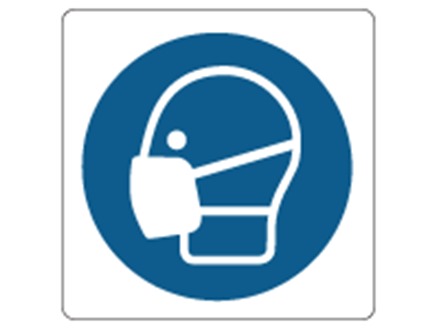 Wear face protection symbol label.