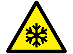 Low temperature hazard warning symbol label.