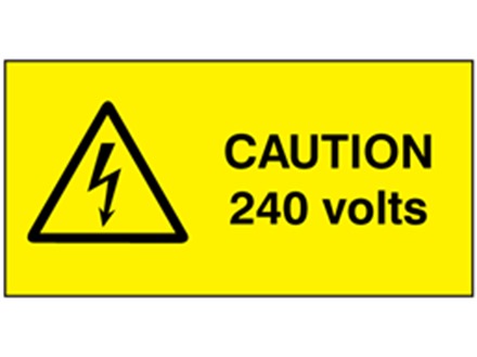 Caution 240 volts label.