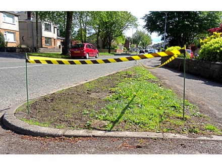 Heavy duty barrier tape, black and yellow chevron