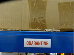 Quarantine stock rack label.