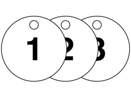 Plastic valve tags, numbered 1-25 (Traffolyte)
