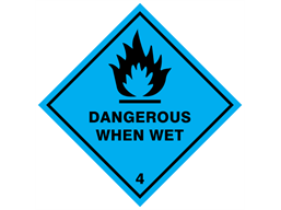 Dangerous when wet 4 hazard warning diamond sign