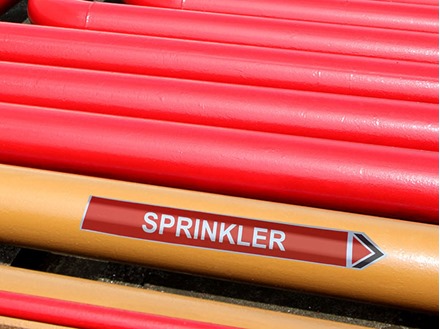 Sprinkler flow marker label.