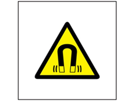 Risk of magnetic field symbol safety sign.