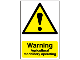 Warning, Agricultural machinery operating safety sign.