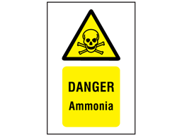 Danger ammonia symbol and text safety sign.