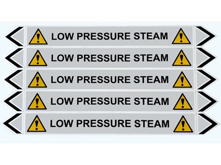 Low pressure steam flow marker label.
