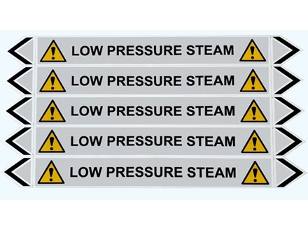 Low pressure steam flow marker label.