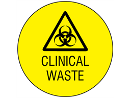 Clinical waste symbol and text safety label.