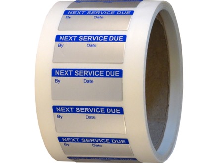 Next service due aluminium foil labels.