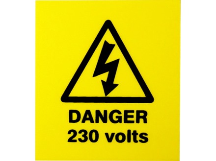 Danger 230 volts label