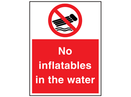 No inflatables in the water sign.