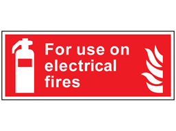 For use on electrical fires symbol and text safety sign.