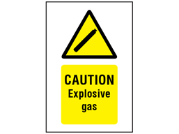 Caution explosive gas symbol and text safety sign.