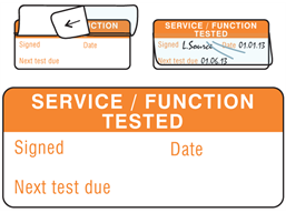 Service, function tested write and seal labels.