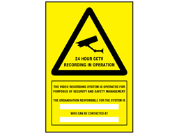 24 hour CCTV recording in operation sign