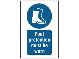 Foot protection must be worn symbol and text safety sign.