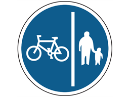 Segregated pedal cycle and pedestrian route sign