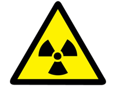 Radiation warning symbol label.