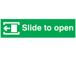Slide to open (left), mini safety sign.