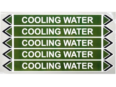 Cooling water flow marker label.